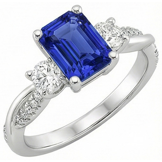 natural emerald sapphire 4.25ct ring side angle