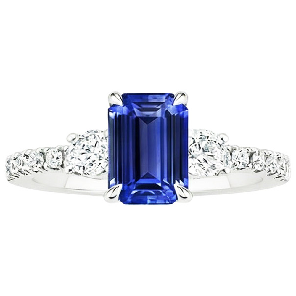 natural emerald sapphire 5ct ring profile view