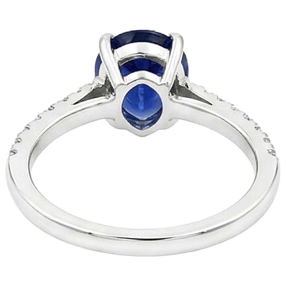 Solitaire With Accents Natural Earth Mined Diamond ( Not Lab Grown ) Ring Sri Lankan Sapphire 2.50 Carats