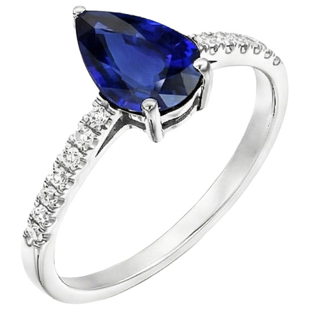Solitaire With Accents Natural Earth Mined Diamond ( Not Lab Grown ) Ring Sri Lankan Sapphire 2.50 Carats