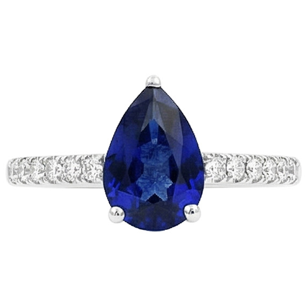 Solitaire With Accents Natural Earth Mined Diamond ( Not Lab Grown ) Ring Sri Lankan Sapphire 2.50 Carats