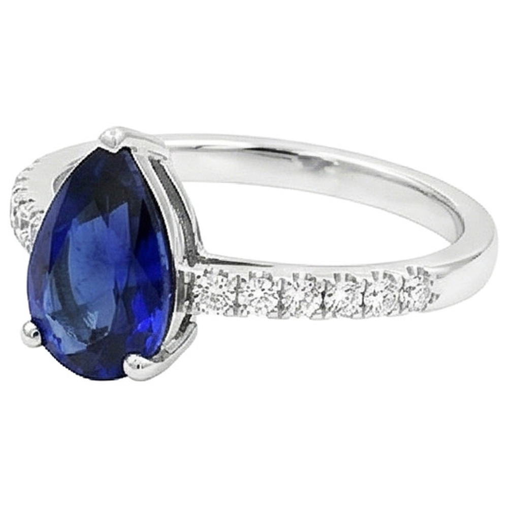 Solitaire With Accents Natural Earth Mined Diamond ( Not Lab Grown ) Ring Sri Lankan Sapphire 2.50 Carats