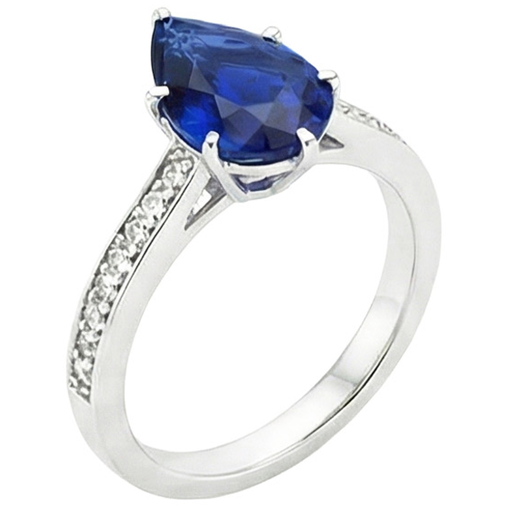 natural round sapphire 3.50ct ring close up detail