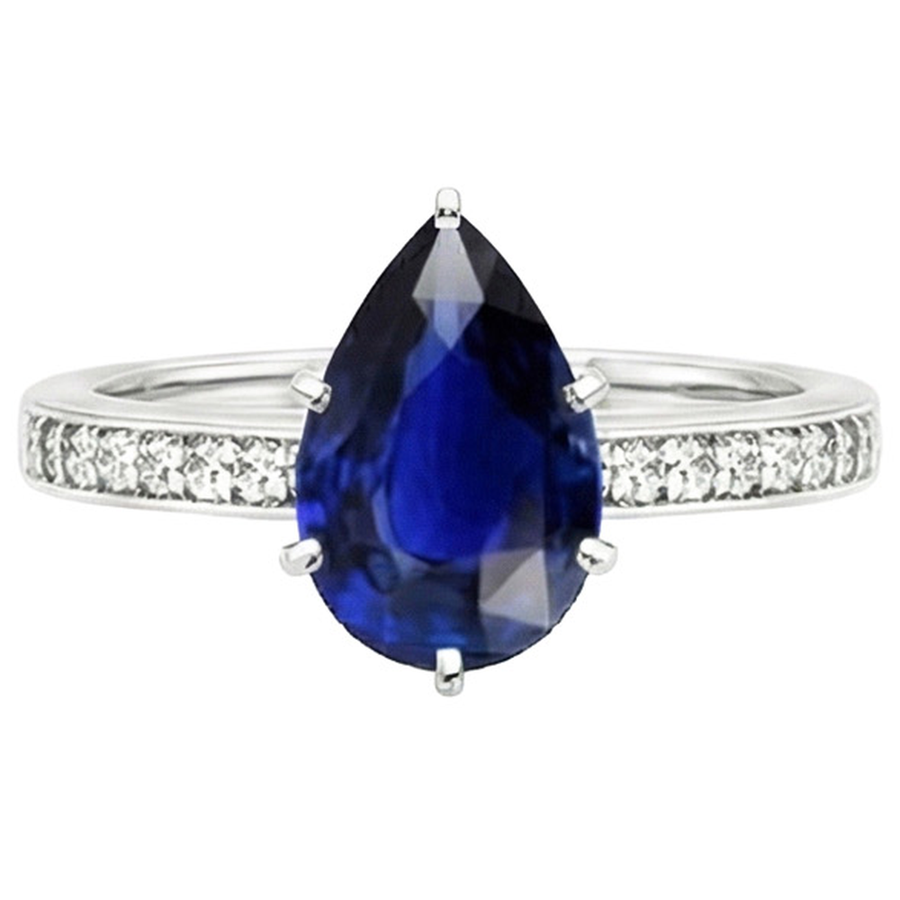 natural round sapphire 3.50ct ring top view