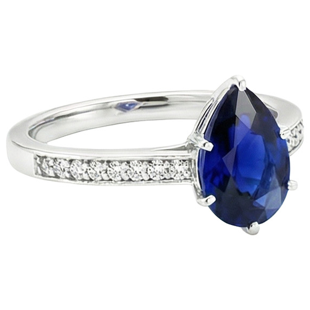 natural round sapphire 3.50ct ring profile view