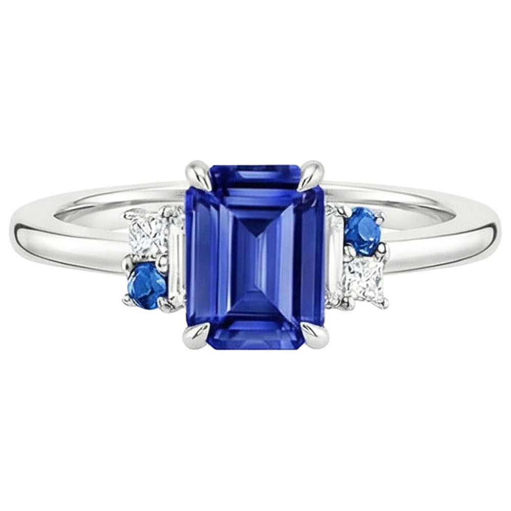 natural emerald sapphire 3ct ring profile view