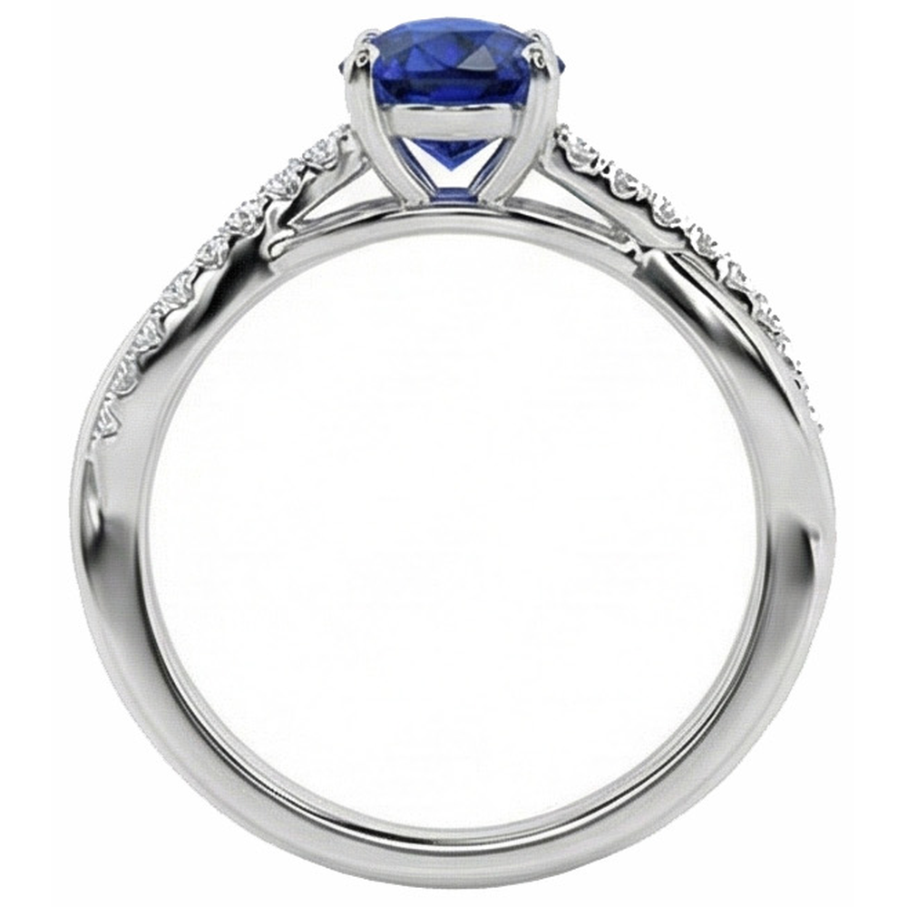 Solitaire With Accents Ring Ceylon Sapphire 2.50 Carats Twist Style