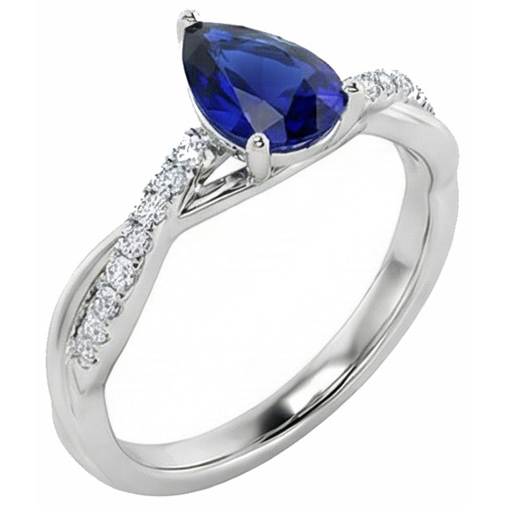 Solitaire With Accents Ring Ceylon Sapphire 2.50 Carats Twist Style