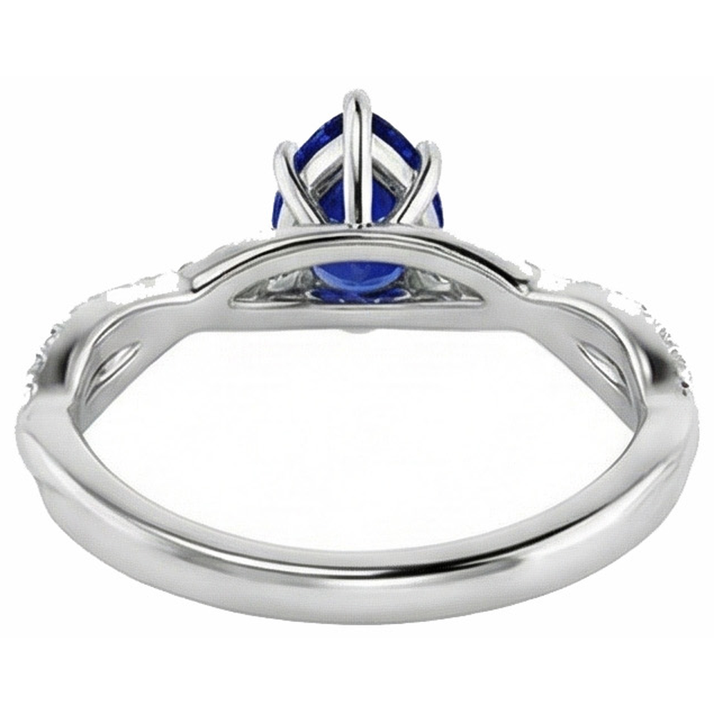 Solitaire With Accents Ring Ceylon Sapphire 2.50 Carats Twist Style