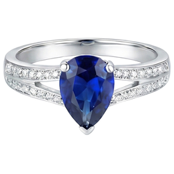 Natural Sapphire Ring 3.25ct - White Gold 14K