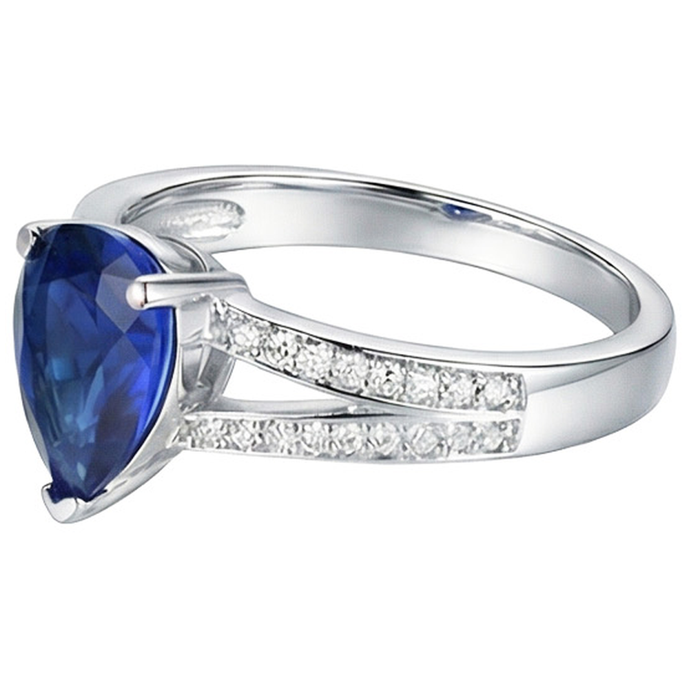natural round sapphire 3.25ct ring close up detail