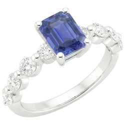 Natural Sapphire Ring 4.25ct - White Gold 14K