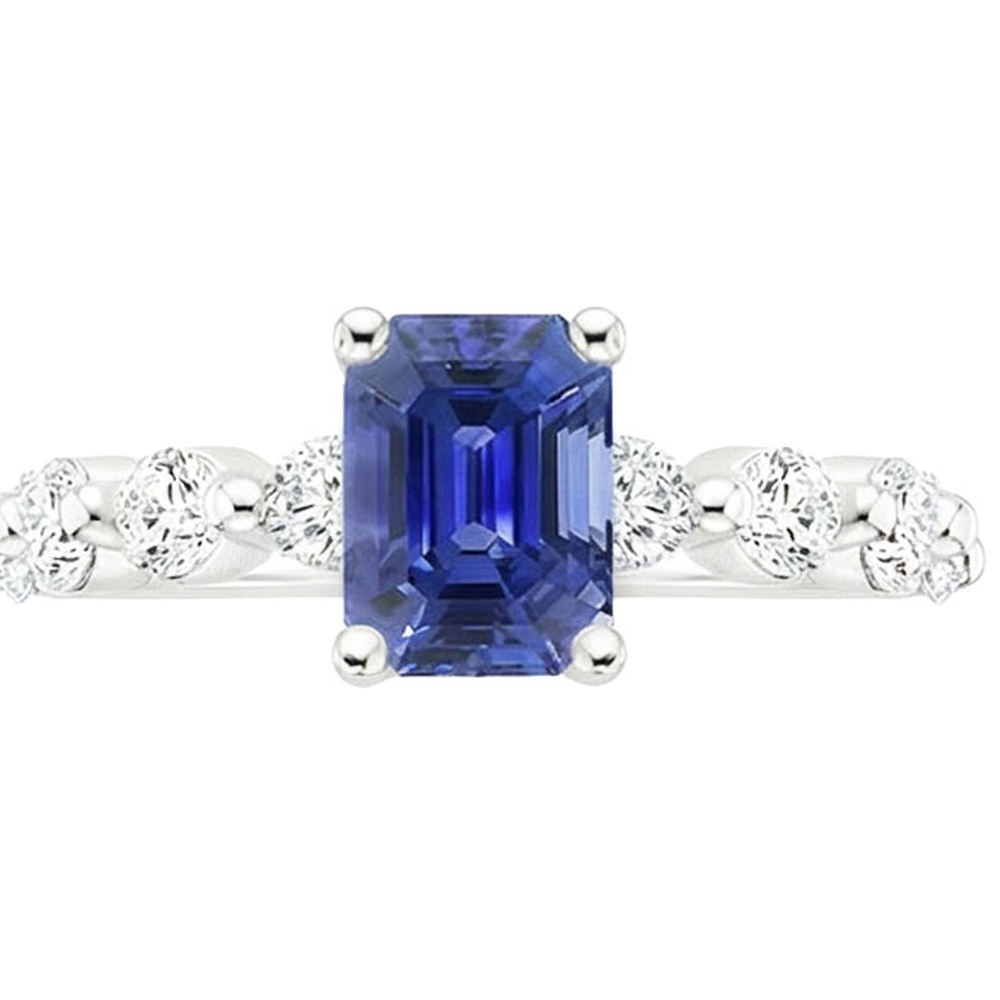 natural round sapphire 4.25ct ring profile view