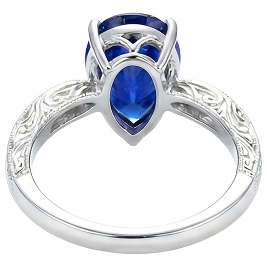 natural round sapphire 3.50ct ring front view