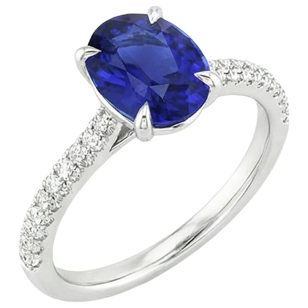 natural round sapphire 5.25ct ring side angle