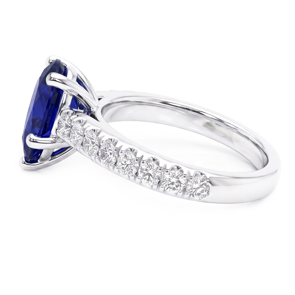 Solitaire With Accents Ring Teardrop Style Blue Sapphire 2.50 Carats