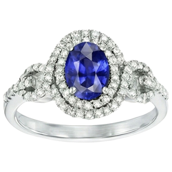 Solitaire With Accents Sapphire Natural Earth Mined Diamond ( Not Lab Grown )  Ring 3.25 Carats WG 14K