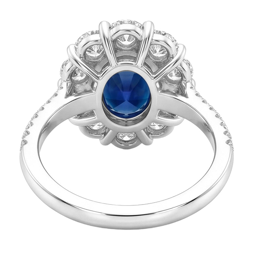 Solitaire With Accents Sri Lanka Sapphire Natural Earth Mined Diamond ( Not Lab Grown ) s 4.75 Ct. Ring WG 14K
