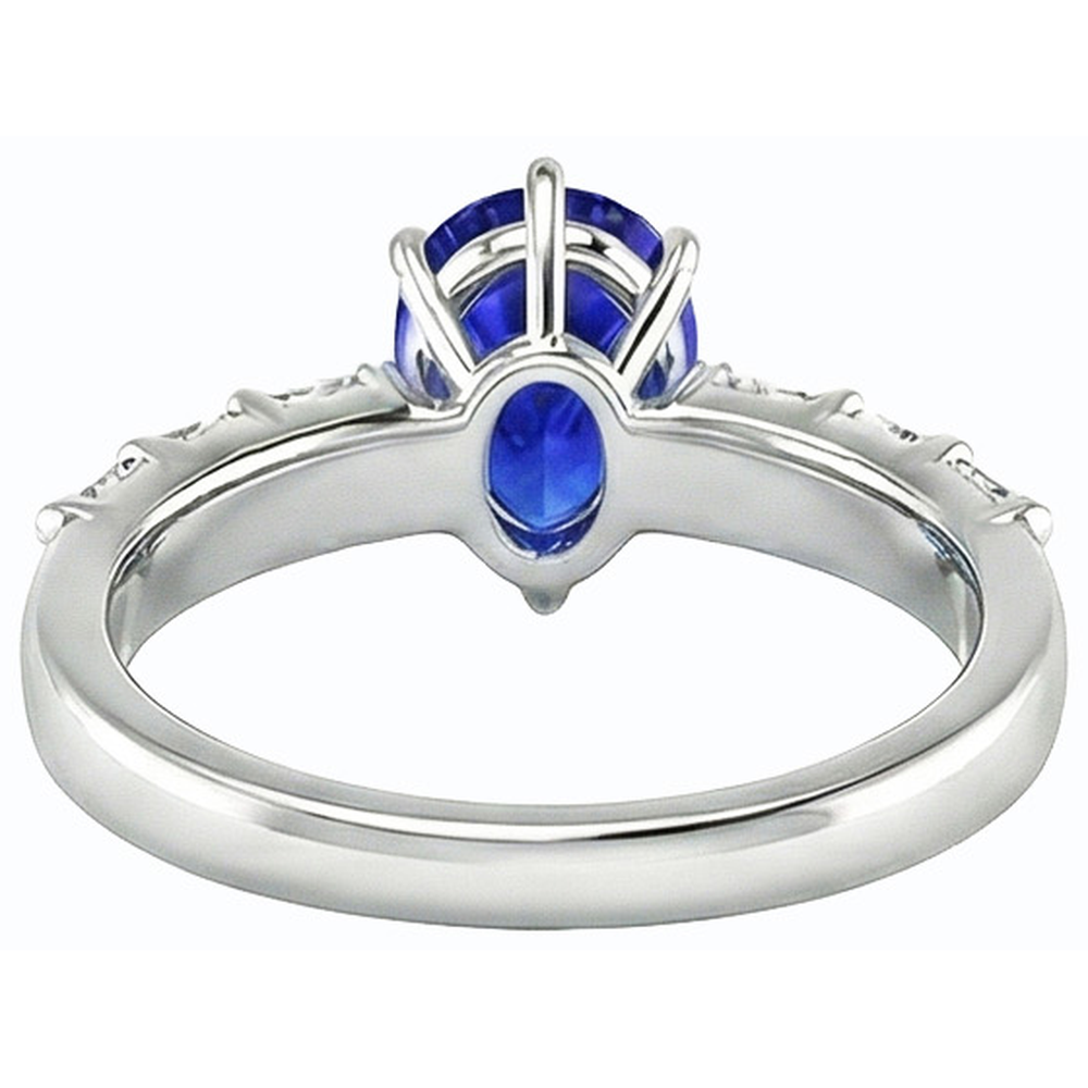 Solitaire With Emerald Natural Earth Mined Diamond ( Not Lab Grown ) Accents Ring Blue Sapphire 2.50 Carats