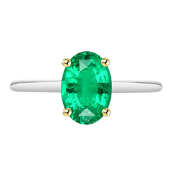 14K Two Tone Gold Gemstone Ring with Emerald – 3.50 ct