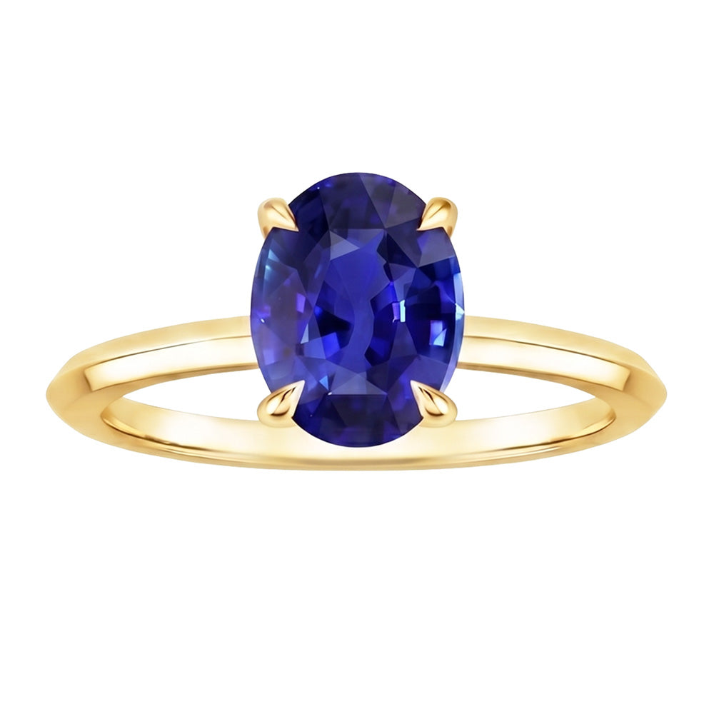 Solitaire Yellow Gold Wedding Ring Sri Lankan Sapphire 2.50 Carats