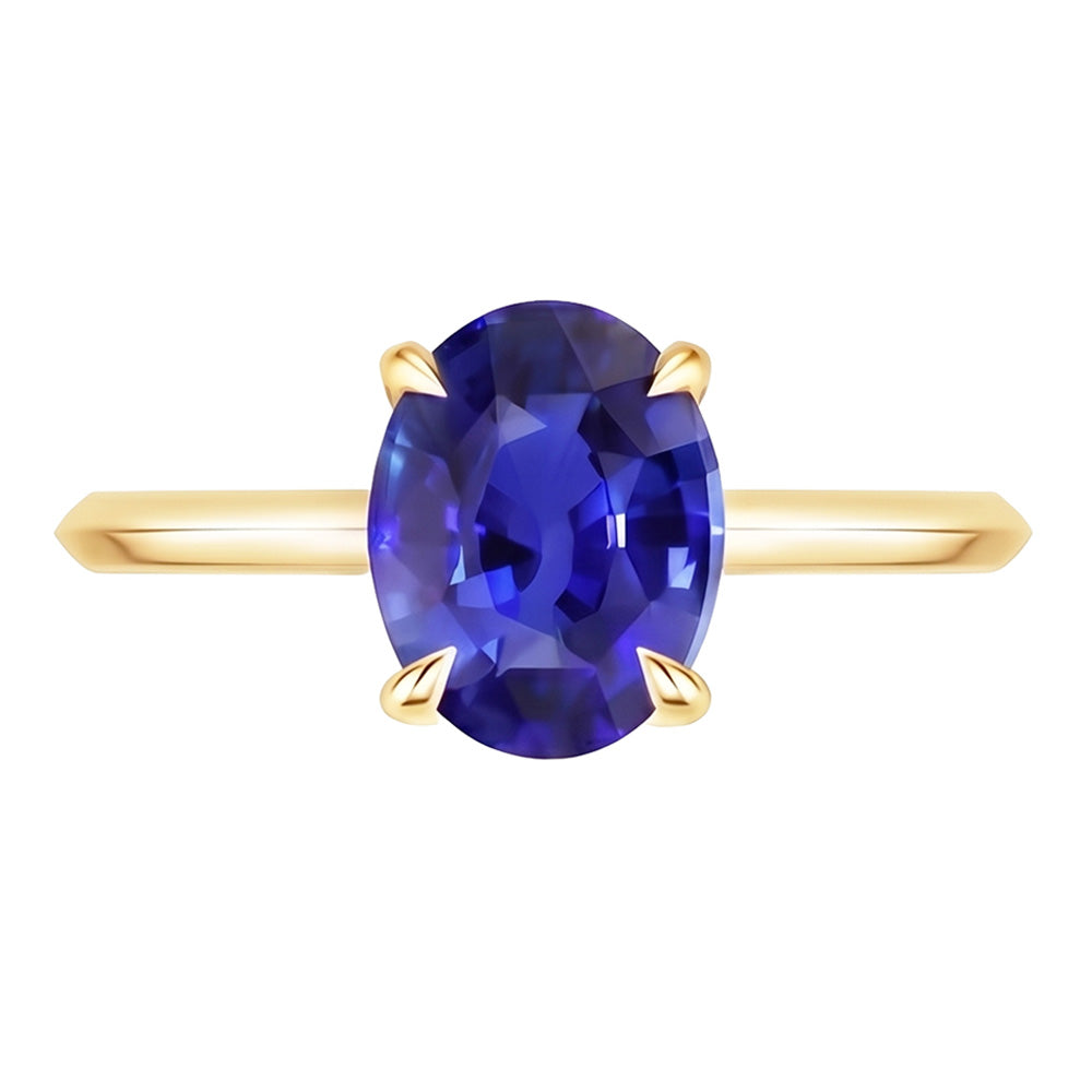 Solitaire Yellow Gold Wedding Ring Sri Lankan Sapphire 2.50 Carats