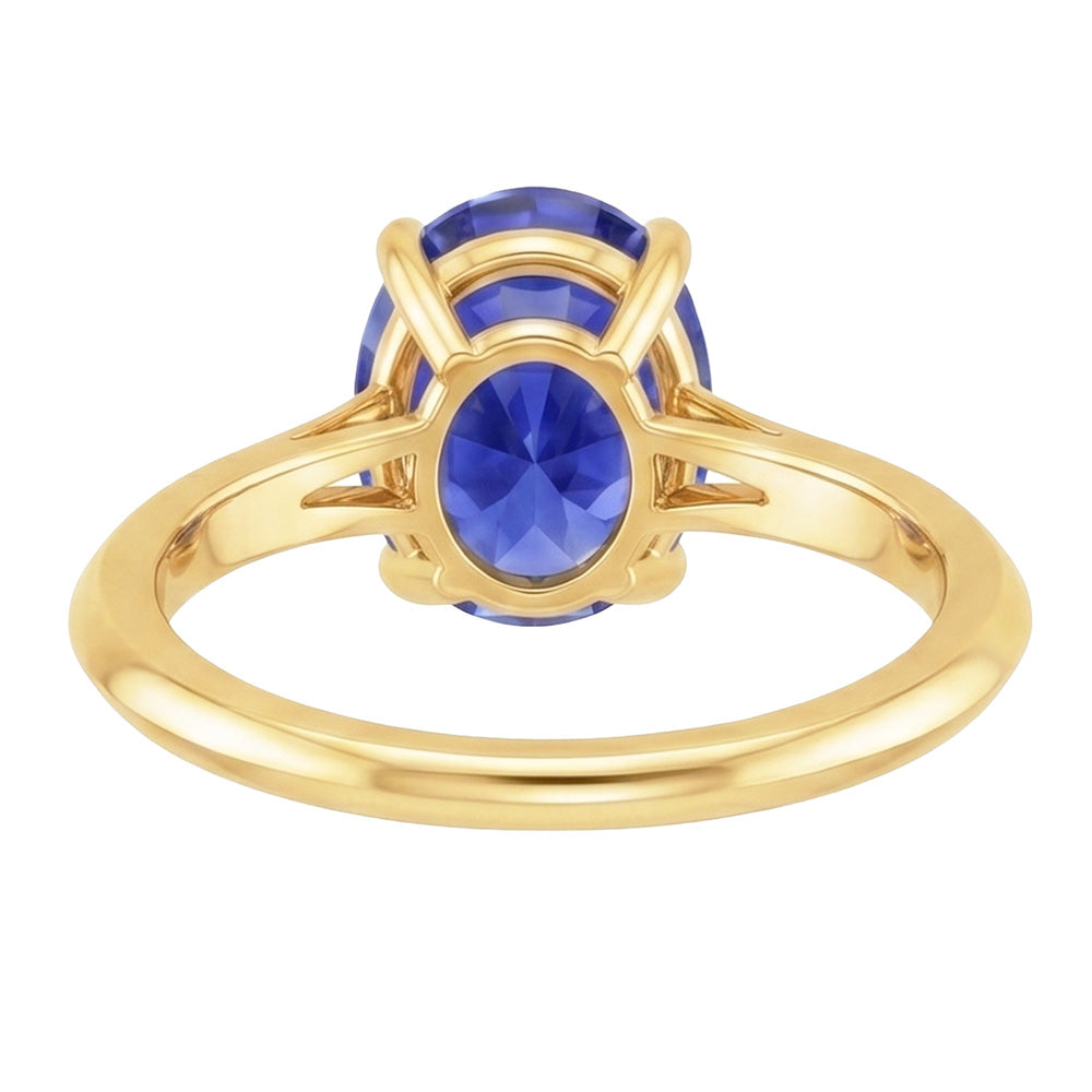 Solitaire Yellow Gold Wedding Ring Sri Lankan Sapphire 2.50 Carats