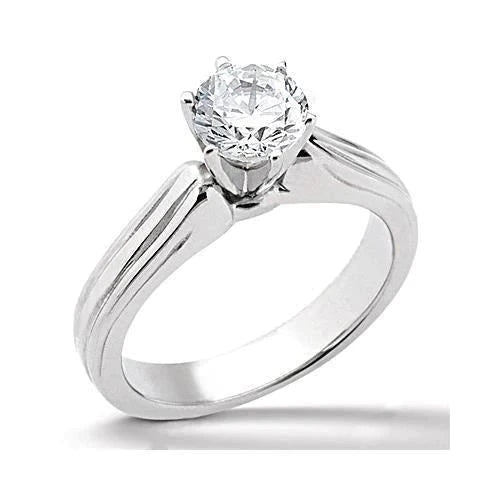 Solitaire 0.75 Carats Round Cut Real Diamond Solid Gold Ring Jewelry