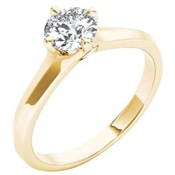 Solitaire 1.50 Carat Round Genuine Diamond Anniversary Ring 14K Yellow Gold