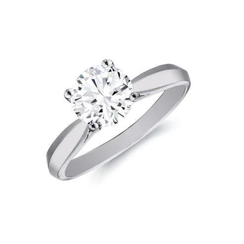 Solitaire 1.50 Carat Round Genuine Diamond Engagement Ring 14K White Gold