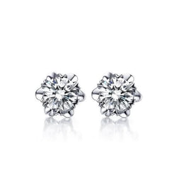 Solitaire 2.00 Carats Genuine Diamonds Ladies Studs Earrings 14K White Gold