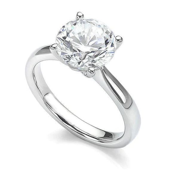 Solitaire 2.75 Carat Round Cut Natural Diamond Wedding Ring White Gold