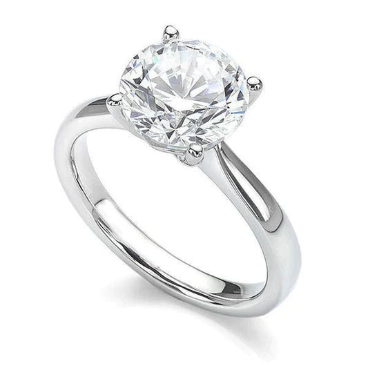 Solitaire 2.75 Carat Round Cut Natural Diamond Wedding Ring White Gold
