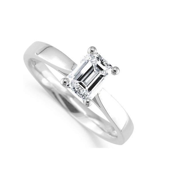 Solitaire 2 Carat Emerald Cut Natural Diamond Engagement Ring White Gold 14K