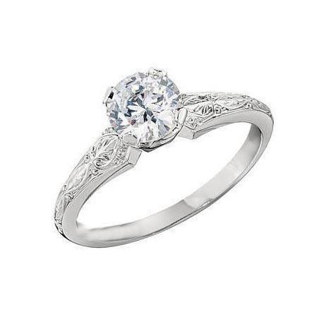 Solitaire 2 Carats Genuine Diamond Antique Look Engagement Ring Gold