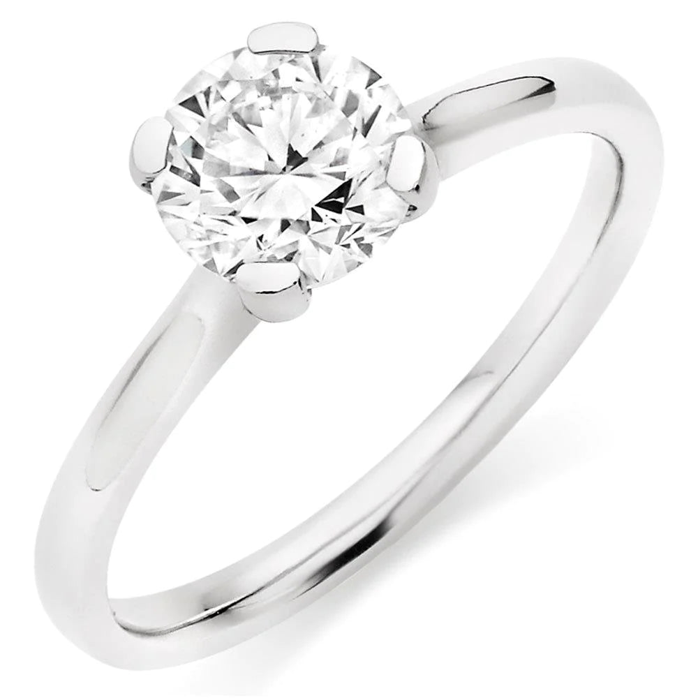 Solitaire 3 Carat Round Cut Real Diamond Engagement Ring White Gold 14K