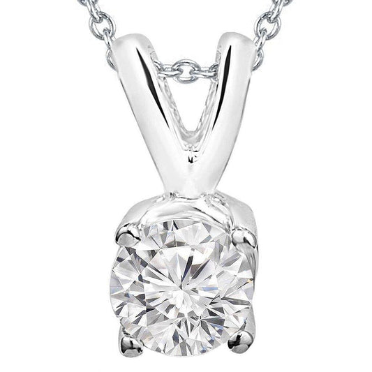 Solitaire 3 Ct. Genuine Diamond Pendant Necklace White Gold