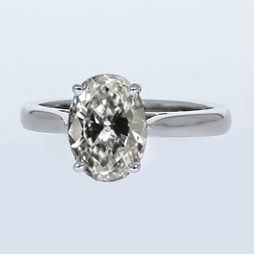 Solitaire Anniversary Ring Oval Old Miner Real Diamond Prong Set 4 Carats