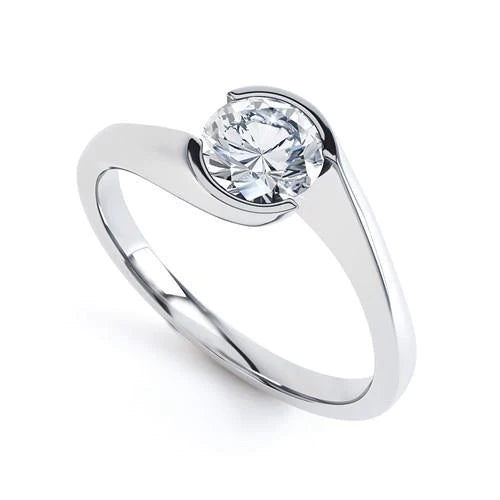 Solitaire Bezel Set 1.25 Carat Natural Diamond Engagement Ring White Gold