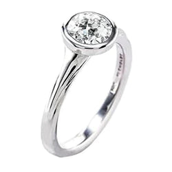 Solitaire Bezel Set Round Old Mine Cut Natural Diamond Ring 1 Carat