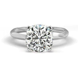 Solitaire Big Cushion Cut 3 Carat Real Diamond Wedding Ring Gold White