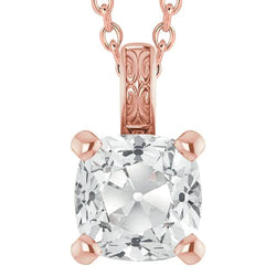 Solitaire Big Natural Earth Mined Diamond Pendant 5 Carats Cushion Old Miner Slide Chain
