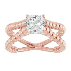 Solitaire Cushion Old Miner Genuine Natural Earth Mined Diamond Ring Prong Split Shank 3.50 Carats