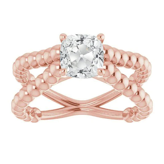 Solitaire Cushion Old Miner Genuine Diamond Ring Prong Split Shank 3.50 Carats