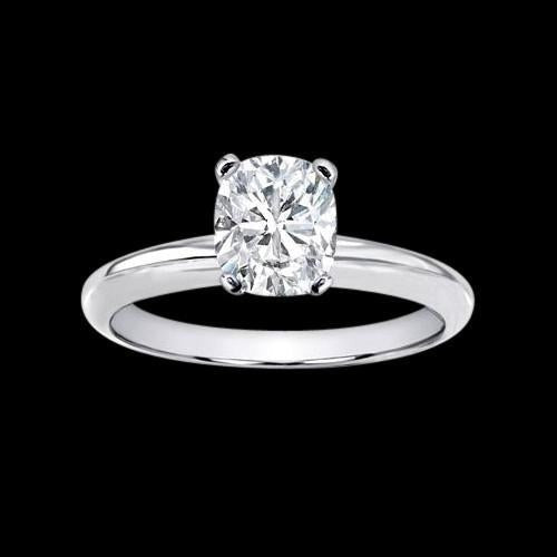 Solitaire Cushion Women Real Diamond Ring Jewelry Gold 1.25 Ct. - Solitaire Ring-harrychadent.ca