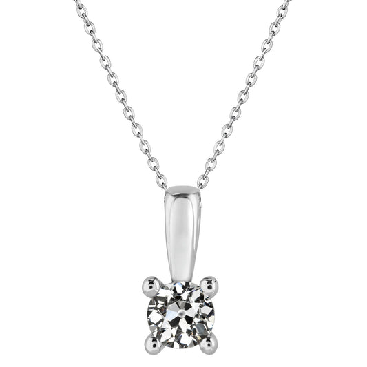 Fine Diamond Antique Cushion Drop Pendant in 14K White Gold – main view