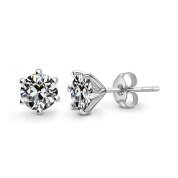 14K White Gold Diamond Drop Earrings – 3-ct Antique Cushion
