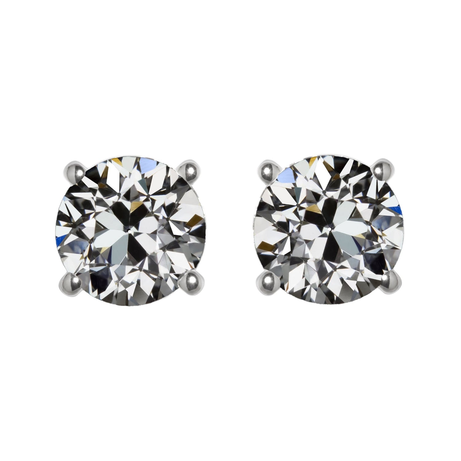 Natural Fine Diamond Stud Earrings 2 ct 14K White Gold – main view