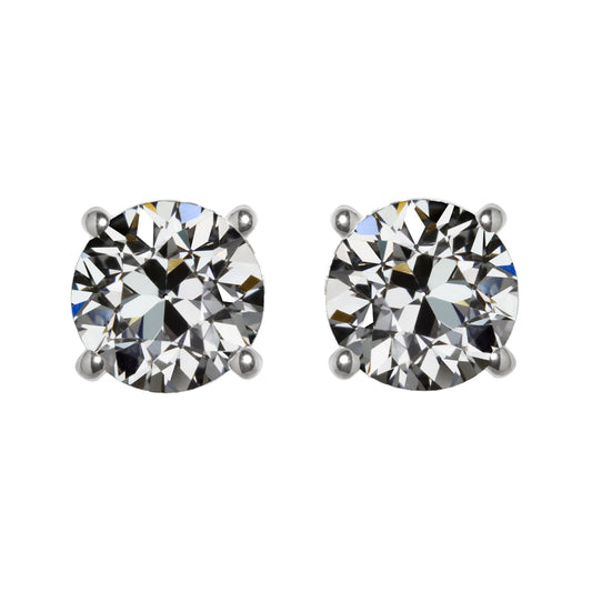 Natural Fine Diamond Stud Earrings 2 ct 14K White Gold – main view