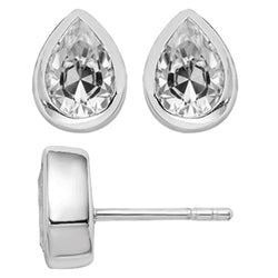 Diamond Bezel Set Stud Earrings 4 ct in 14K White Gold
